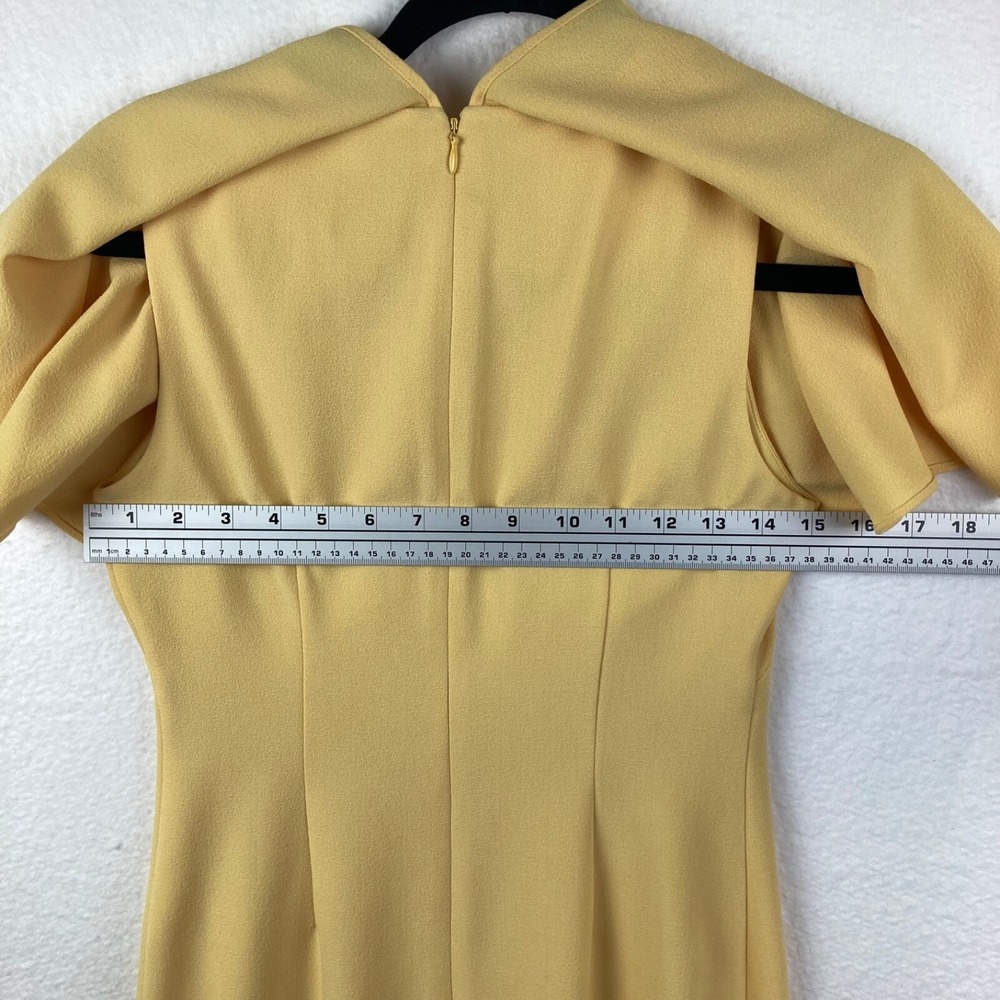 Vince Camuto Womens Yellow Pleated Cape Collar Fitted Dress Size 2 - Picture 12 of 13